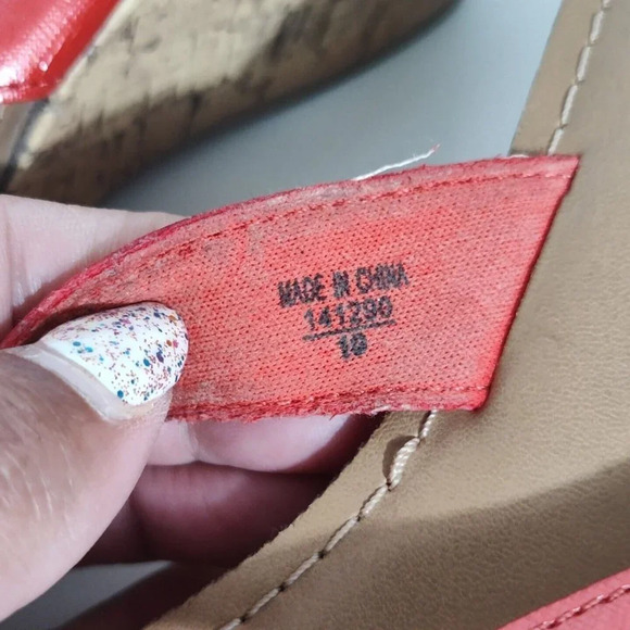 Montego Bay Club Thong Platform Sandal Cork Wedge Heels Women Size 7.5 Red - Picture 3 of 8